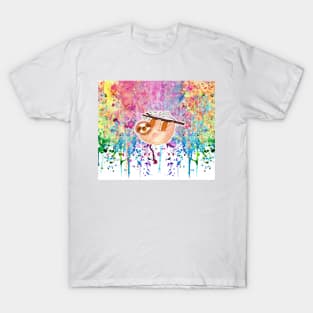 Watercolor Sloth - Rainbow Paint T-Shirt